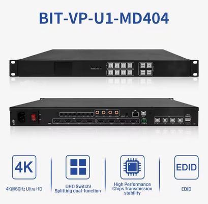 Commutateur de matrice vidéo pour les entrées et sorties 4/4 jusqu'à 4Kx2k 60Hz