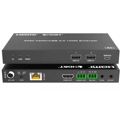 4K USB 2.0 HDBaseT Extender sur LAN HDBaseT PoC câble unique Cat5e / 6a / 7, max 100m