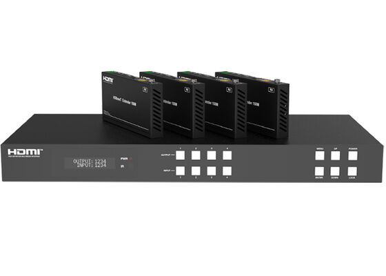 Commutateur matriciel HDMI VINCAN 4x4 HDBaseT avec 4K60 4:4:4, PoC et 4 récepteurs pour la distribution AV professionnelle