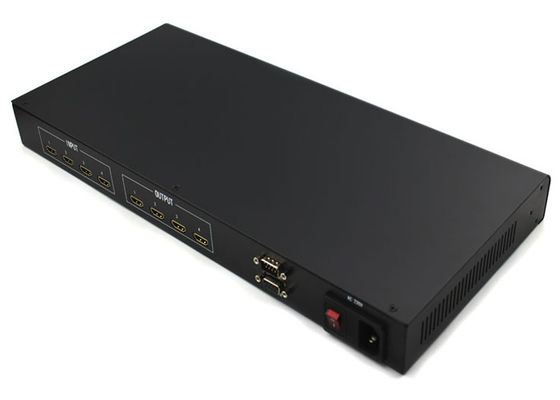 Commutateur de matrice HDMI sans couture 4x4 avec boîtier métallique, commutateur de matrice HDMI 4K pour une distribution AV fiable